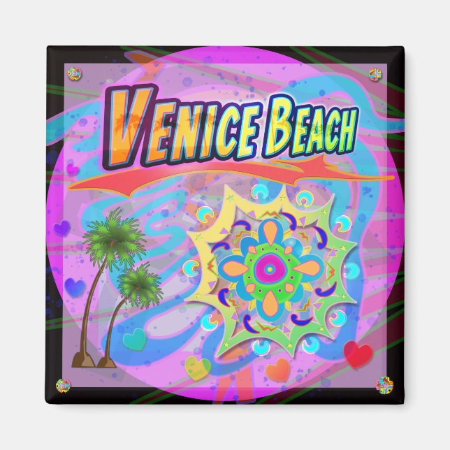 Imã Magnet de Andamento Verdadeiro de Veneza Beach (Frente)