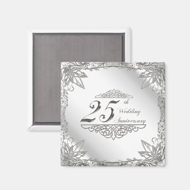 Imã Magnet de Aniversário de Casamento de 25 (Front/Back)