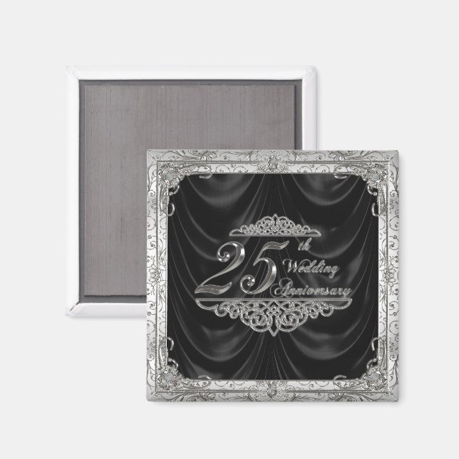 Imã Magnet de Aniversário de Casamento de 25 (Front/Back)