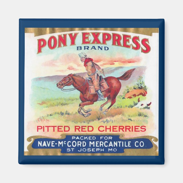 Imã Magnet de anúncio de cerejas Pony Express (Frente)
