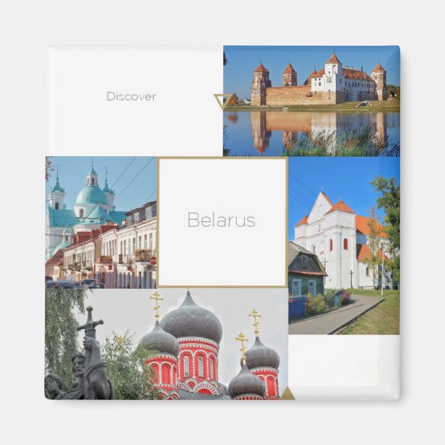 Imã Magnet de Arquitetura das Igrejas de Belarus Mir C (Frente)