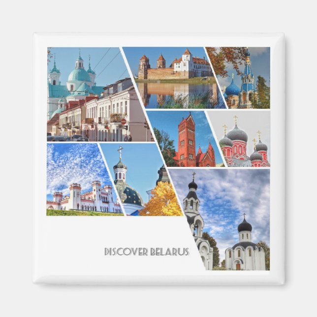 Imã Magnet de Arquitetura das Igrejas de Belarus Mir C (Frente)
