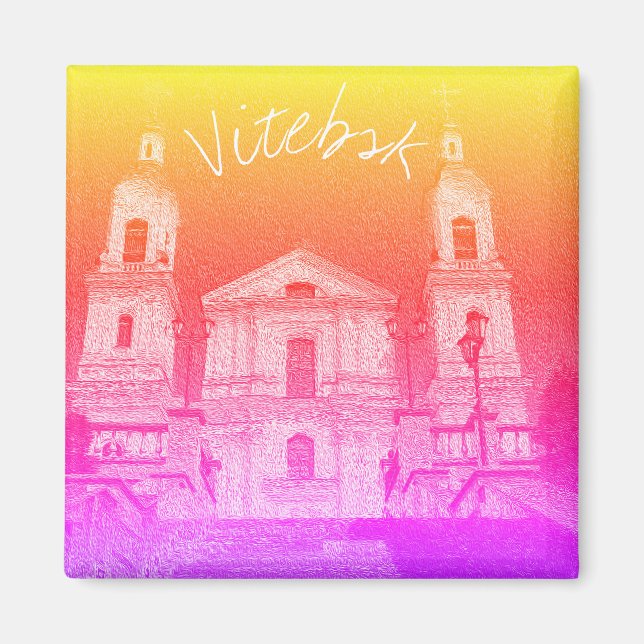 Imã Magnet de Arquitetura Estilizada em Belarus Vitebs (Frente)