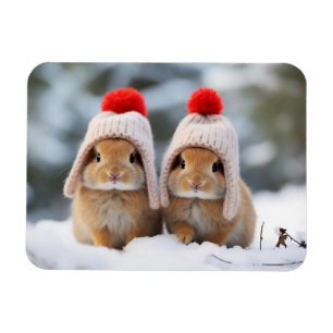 Ímã Magnet de Bunnies de Neve