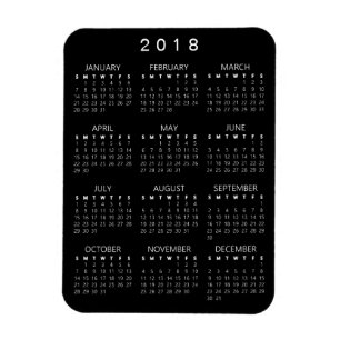 Ímã Magnet De Calendário 2018 - Preto - (Ano De Fonte