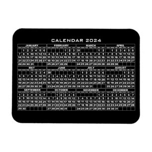 Ímã Magnet de Calendário 2024 Preto