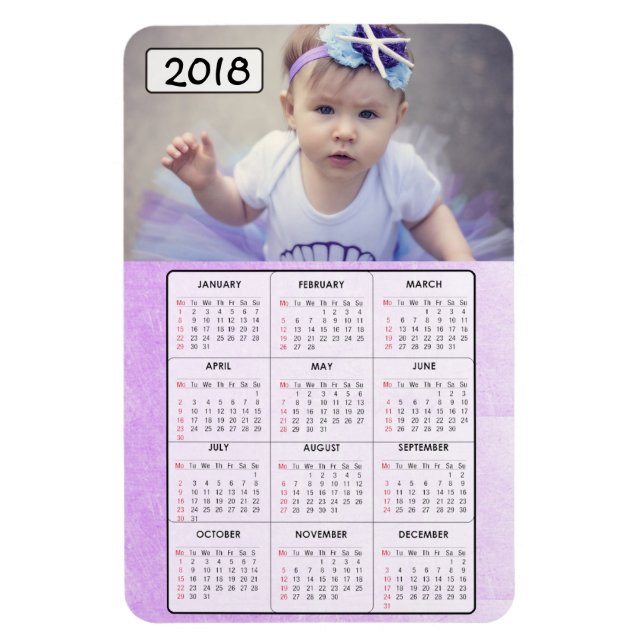 Ímã Magnet de Calendário de Fotos da Família Purple 20 (Vertical)