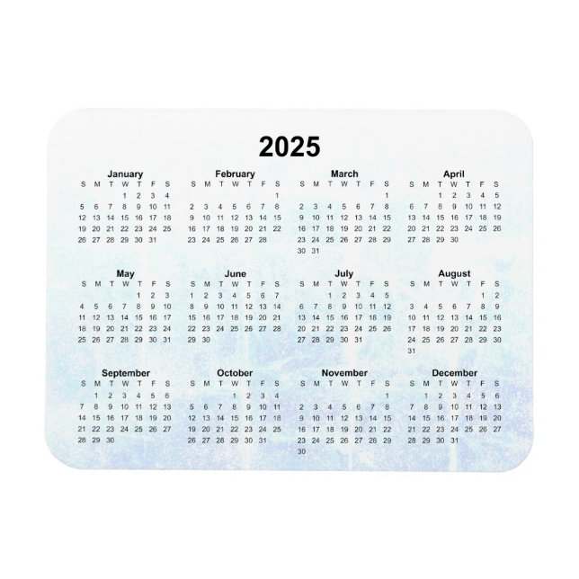 Ímã Magnet de Calendário Mensal 2025 Texturizado (Horizontal)