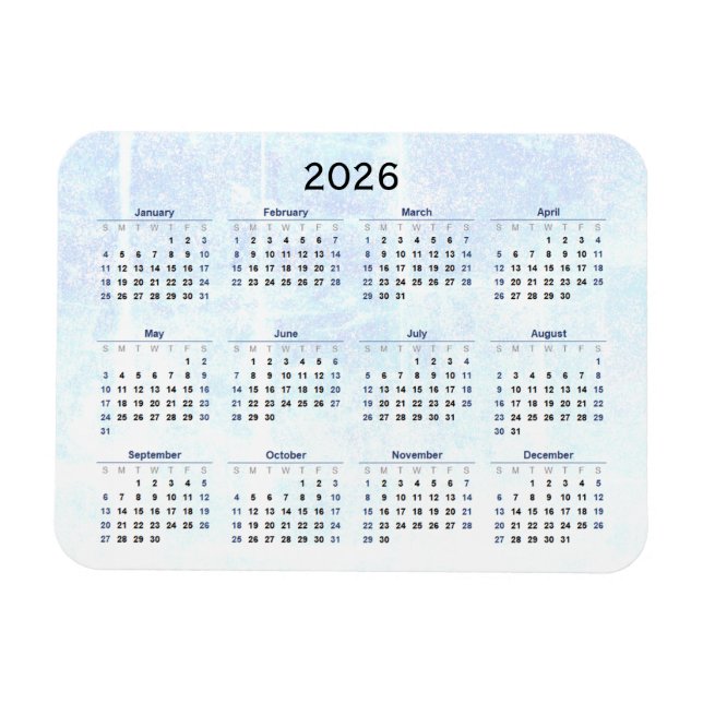 Ímã Magnet de Calendário Mensal 2026 Texturizado (Horizontal)