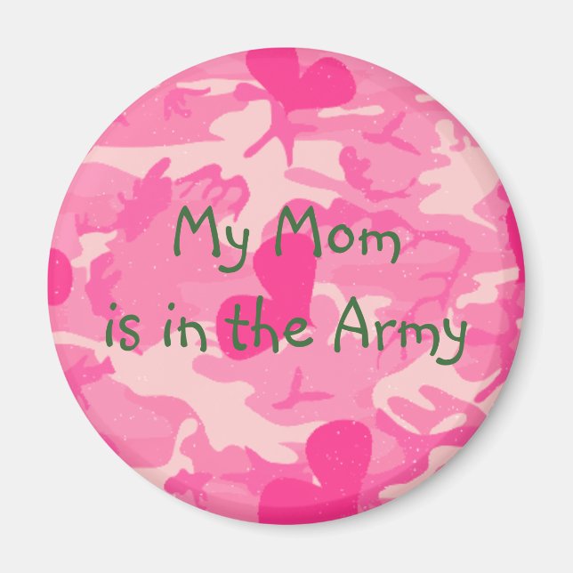 Imã Magnet de Camuflagem Rosa-Mãe Militar (Frente)