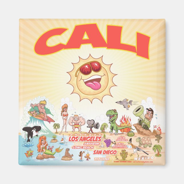 Imã Magnet de Cartoon do Sul da Califórnia Cali (Frente)