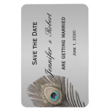 Magnet De Casamento De Pavão De Elegância Silver