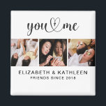 Imã Magnet de Colagem de Fotografias de Script dos Mel<br><div class="desc">Um imã de colagem de fotos dos melhores amigos com espaço para 3 fotos. Decorado com as palavras, "você eu" em uma fonte de script com coração. Personalize-o com 3 fotos de você e seu BFF e seus nomes. Faz um presente bonito para o Dia das Galentinas. Projetado para você...</div>