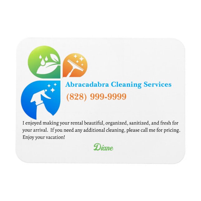 Ímã Magnet de Contato do Cleaner da Airbnb (Horizontal)