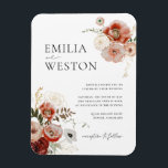 Ímã Magnet de Convite para Casamentos outono da Boêmia<br><div class="desc">Este Autono Bohemiano Invitation Magnet da Coleção Emilia apresenta flores desenhadas à mão em tons de burgundy,  rosa e ouro. Personalize-o com seus detalhes de forma fácil e rápida. Basta pressionar o botão 'personalizar' para reorganizar e formatar o estilo e a posição do texto.</div>