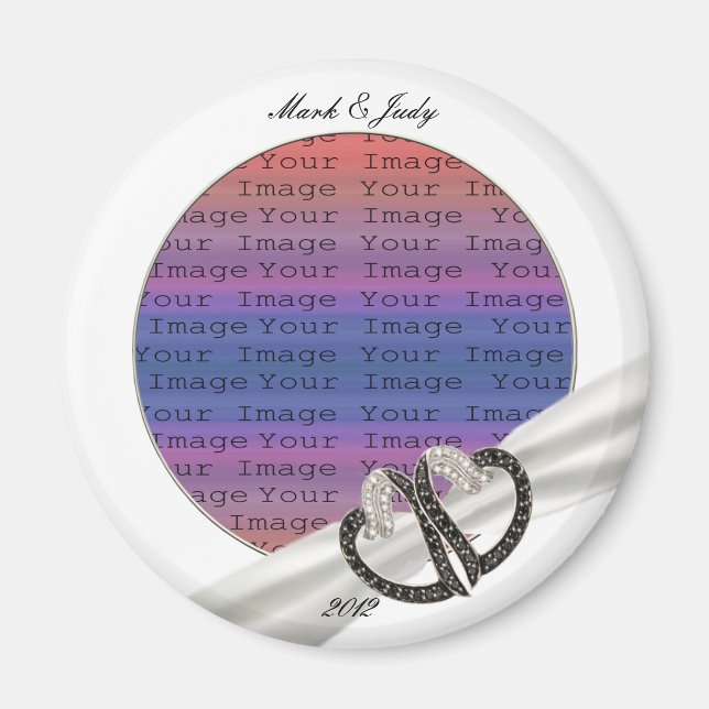 Imã Magnet de Corações Diamantes Pretos e Brancos (Frente)