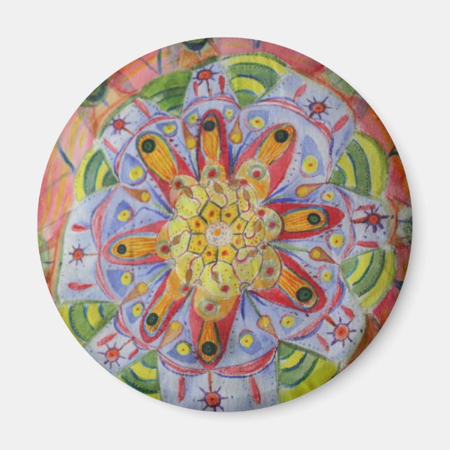 Imã Magnet de cores aquáticas mandala colorida (Frente)