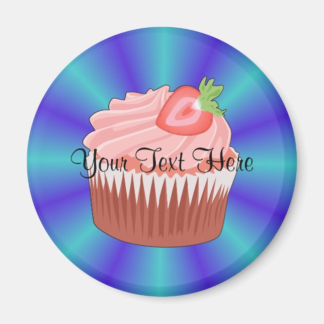 Imã Magnet de Cupcake de Morango (Frente)