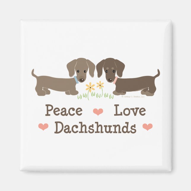 Imã Magnet de Dachshances Peace Love (Frente)