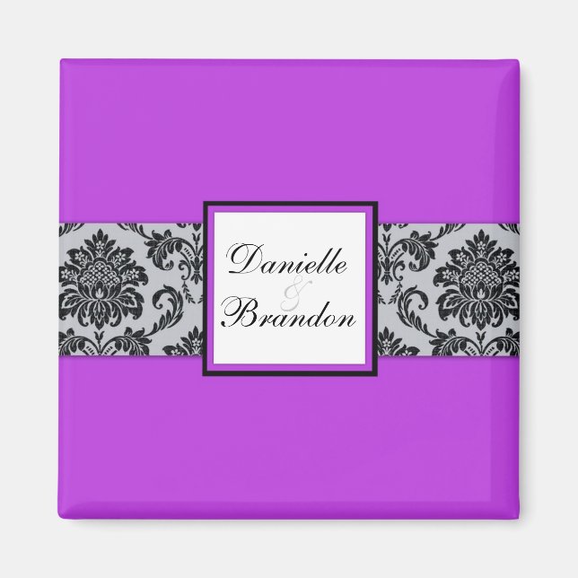 Imã Magnet de Damask de Casamento Púrpura (Frente)