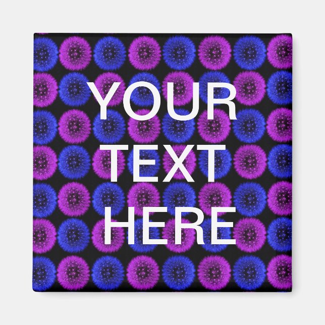 Imã Magnet de Dandeliões Azul e Roxo Personalizado (Frente)