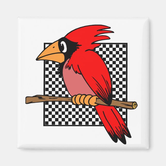 IMÃ MAGNET DE DESIGN DE AVES CARDINHEIRO (Frente)