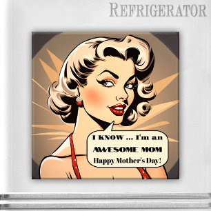 Imã Magnet de Dia de as mães de Cartoon Retro Engraçad