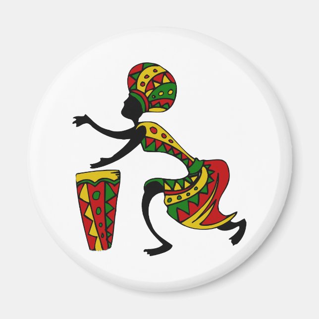 Imã Magnet De Drummer Africano Animado (Frente)