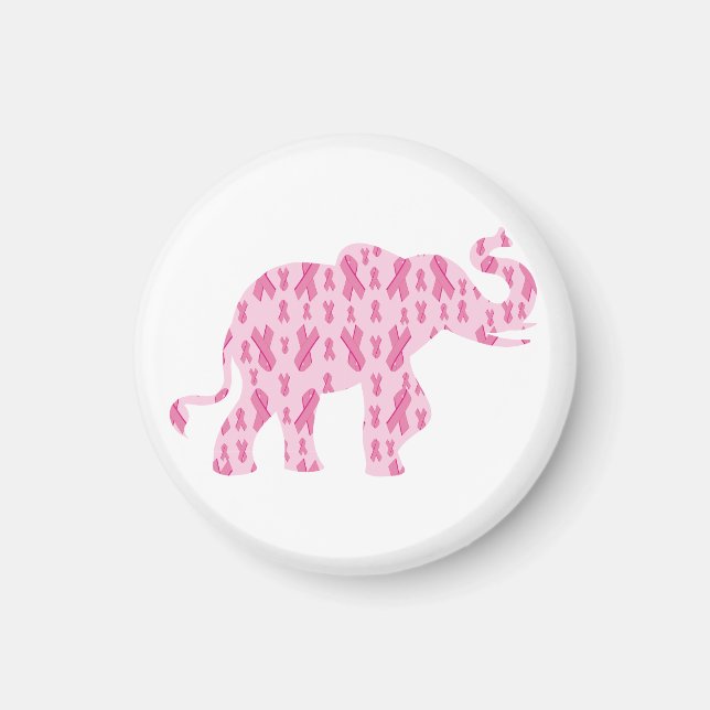 Imã Magnet de Elefante de Ribbin Rosa (Frente)