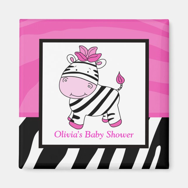 Imã Magnet De Favor Da Selva Selvagem De Zebra Rosa (Frente)