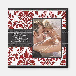 Imã Magnet de Favor do Casamento tema damasco Elegante