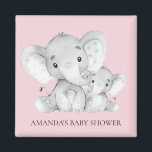 Imã Magnet de Favor do Chá de fraldas Elefante Rosa<br><div class="desc">Um imã de elefante giro para um chá de fraldas feminino. Altere o plano de fundo clicando em personalizar e usar o nosso selecionador de cores!. Itens correspondentes disponíveis em nosso compro.</div>