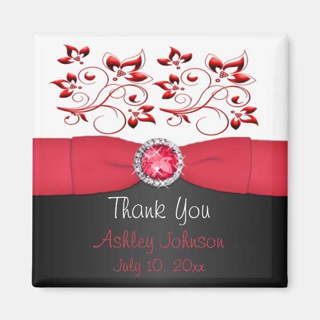 Imã Magnet de Favor do Partido Vermelho, Preto e Branc (Frente)