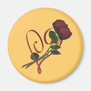 Imã Magnet de Flor do Coração Vermelho do Rosa vermelh