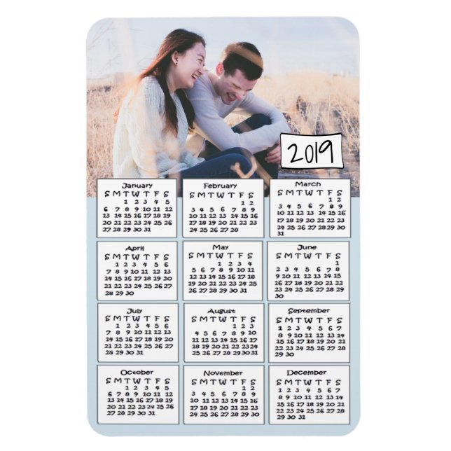 Ímã Magnet de Foto Azul Personalizado do Calendário 20 (Vertical)