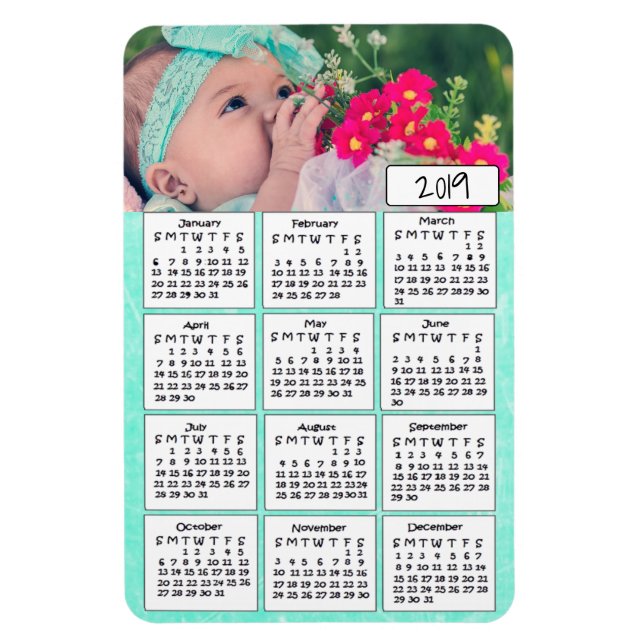 Ímã Magnet de Foto Teal Personalizada para Calendário  (Vertical)