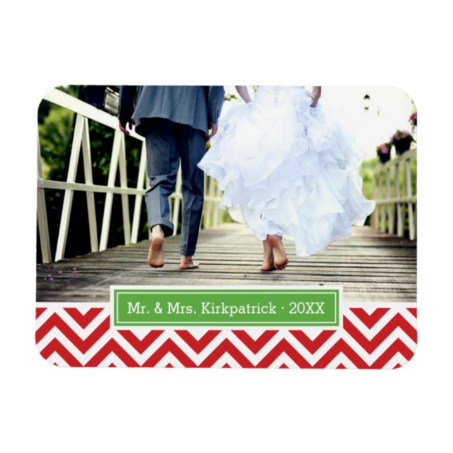 Ímã Magnet de Fotografia do Monograma de Feriado Chevr (Horizontal)