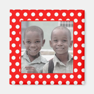 Imã Magnet de Fotografias da Bolinhas Branca Vermelha