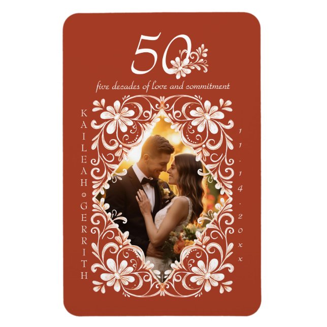Ímã Magnet de Fotografias Romântica Red Rust 50 Aniver (Vertical)