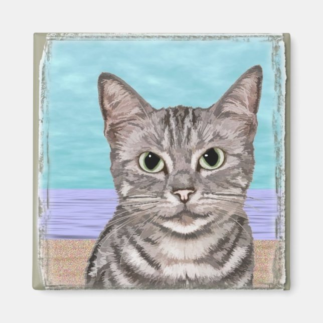 Imã Magnet de Gatinho de praia (Frente)