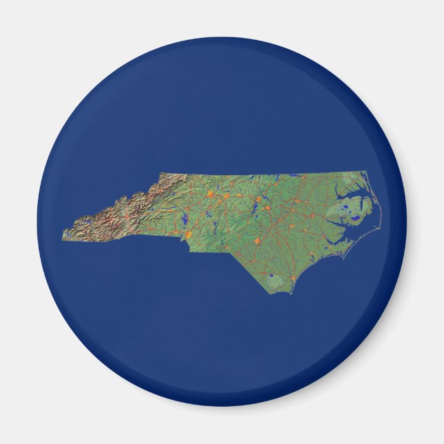 Imã Magnet de Mapa da Carolina do Norte (Frente)
