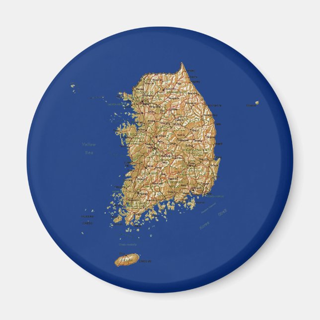 Imã Magnet de Mapa da Coreia do Sul (Frente)