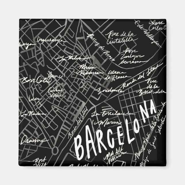 Imã Magnet de Mapa de Espanha de Barcelona - Estilo de (Frente)