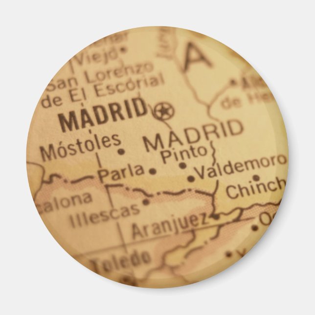 Imã Magnet De Mapa De Vintage Em Madrid (Frente)