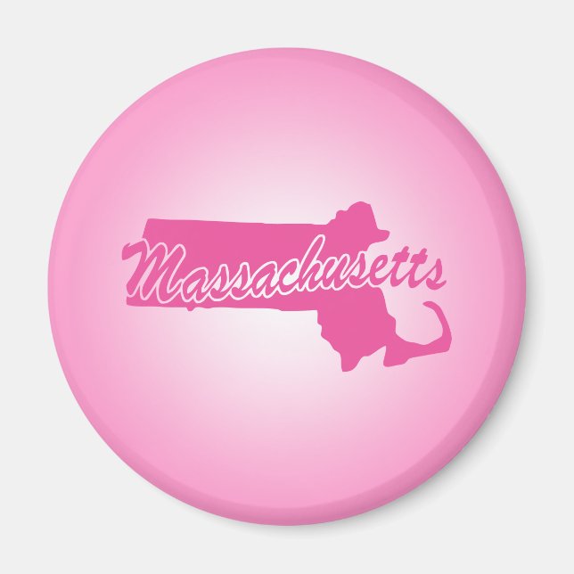 Imã Magnet de Massachusetts, estado rosa (Frente)