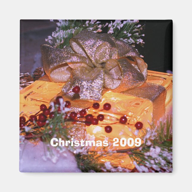 Imã Magnet de Natal de Arco Dourado para presente ilum (Frente)