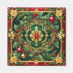 Imã Magnet de Natal Dourado Verde Vermelho