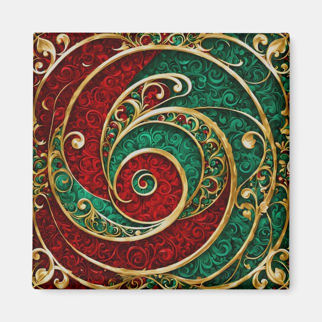 Imã Magnet de Natal Verde Dourado Vermelho (Frente)