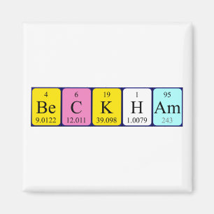 Imã Magnet de nome de mesa periódica da Beckham