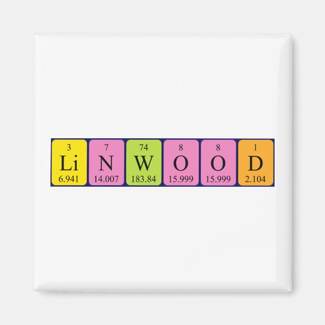 Imã Magnet de nome de mesa periódica de Linwood (Frente)